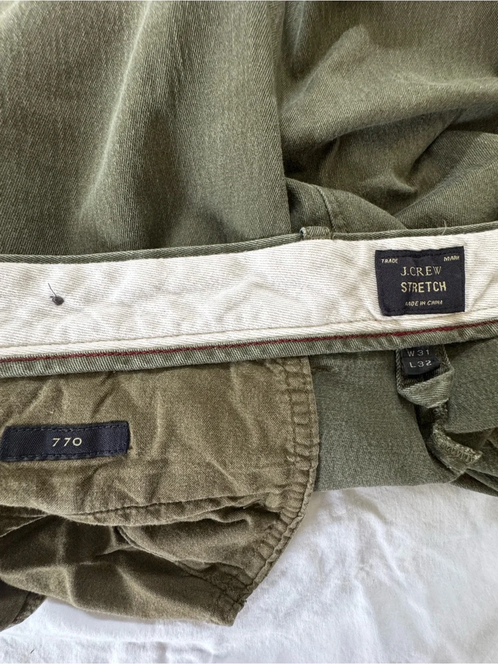 J. Crew Men’s 31x32 Style 770 Stretch Chinos Olive Green Work Slim Straight